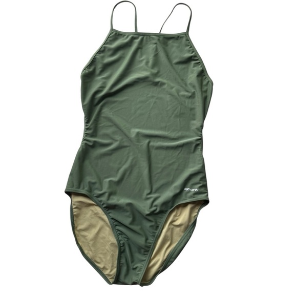 SPORTI Micro Back One Piece Swimsuit Olive Green Size XL 38 NWT Lycra Swimwear - Picture 3 of 7